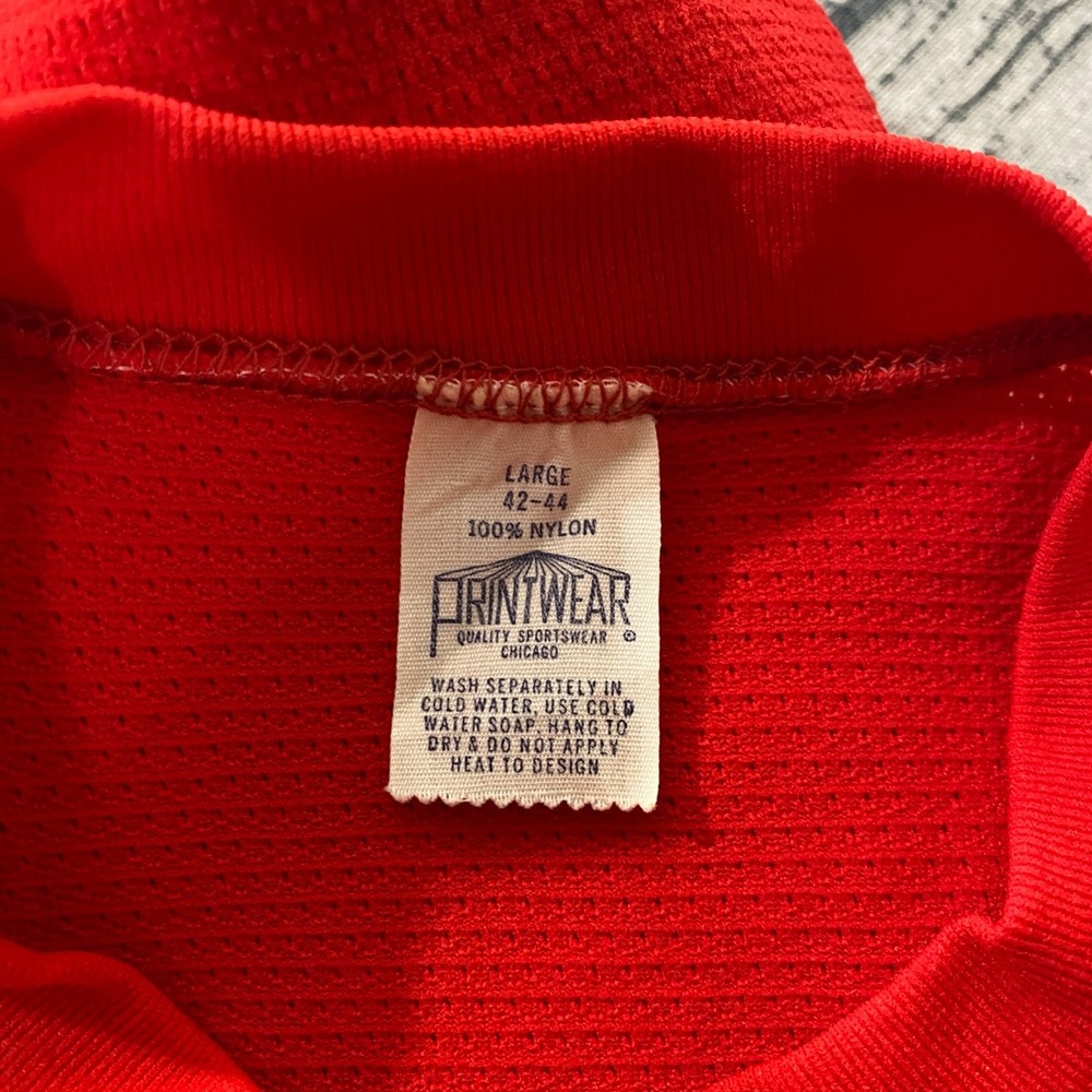 70s Vtg Softball Champs Winona State MWIAA Jersey Shirt Knit‎ Nylon Red Rare - Picture 8 of 8